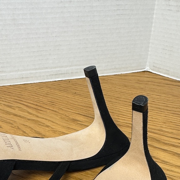 ARTEANA NWOB Black Suede T Strap Pointed Toe High Heel Mules Women's Designer 39 - Picture 12 of 13